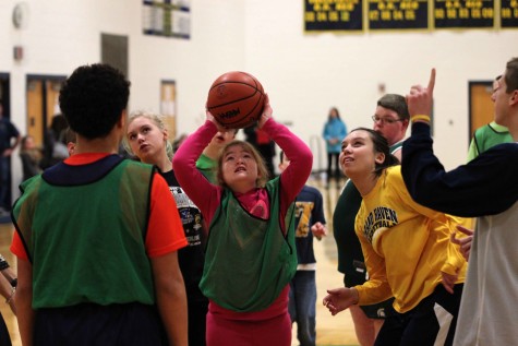 Participant Mary takes a shot during one of the games that took place last night.
