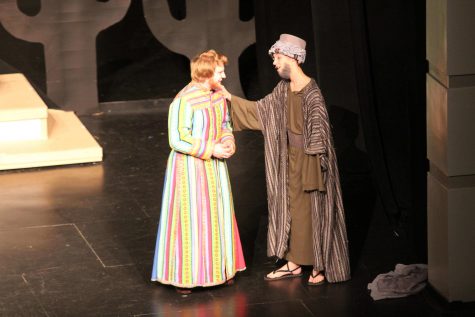 Cast members (left to right) Senior Benjamin Lutz played Joseph and freshman Gabriel Rutherford played Jacob.