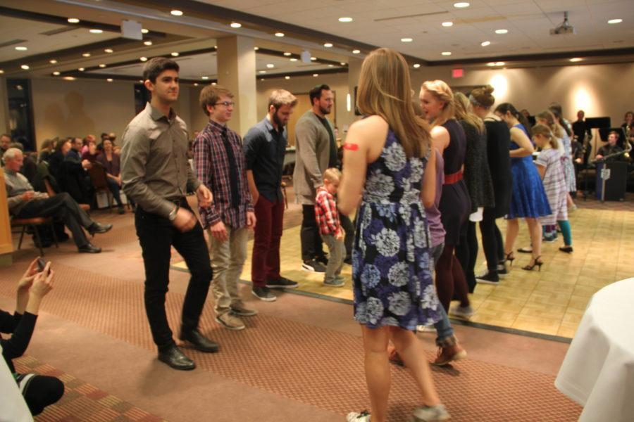 The audience of the show had the opportunity to learn the basic steps of Swing dancing. Noah Merriman is the current president of the club, the Swing Society was started by Brendan Merriman during his senior year 5 years ago. All three of the Merriman brothers- Brendan, Justin and Noah have been in charge of the club.