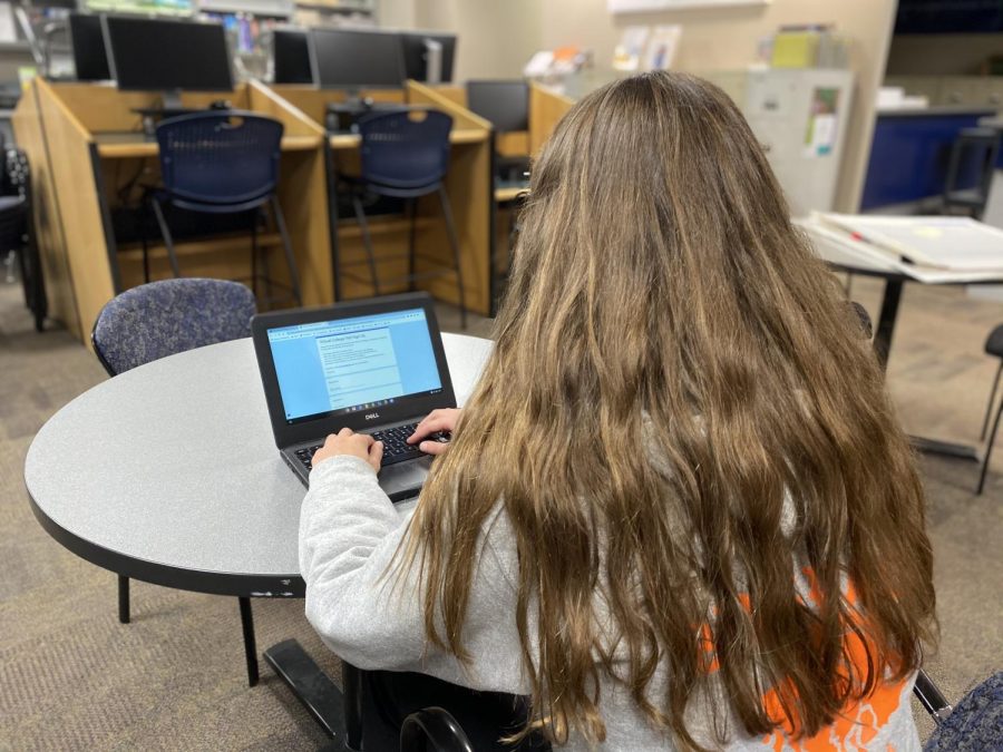 A GHHS student fills out a google form to sign up for a virtual college visit. The form includes a place for your name, an email address, a student ID and a list of college visits you can choose from.