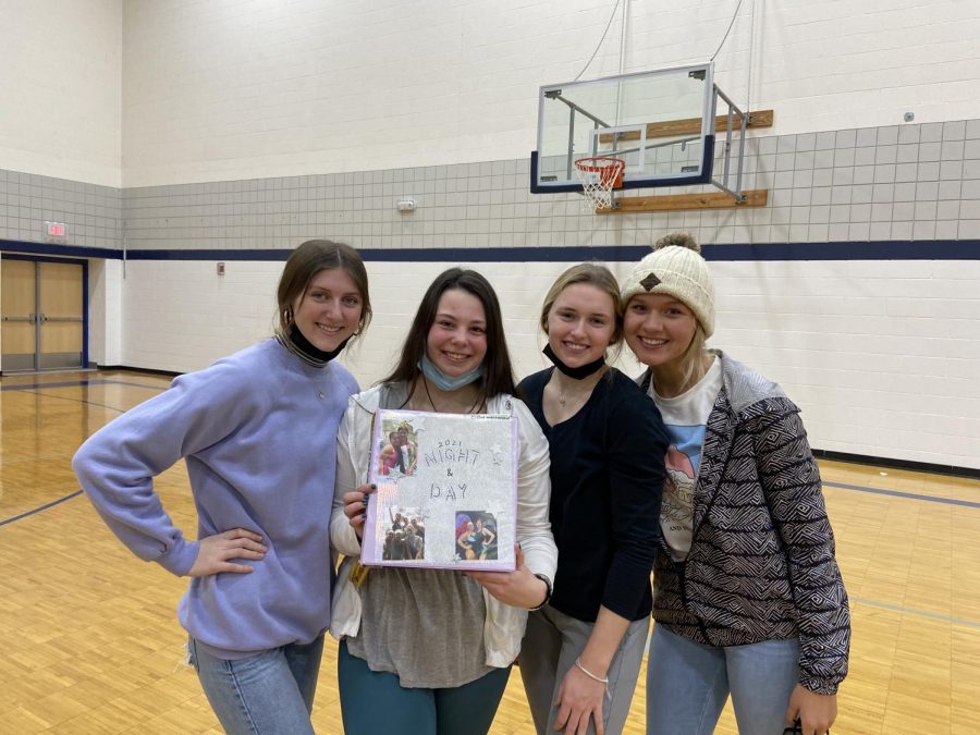 Senior offices Claire Macdonald, President Emerson Rosenberg, Kendall Hamm, and Ellyn Skodack. The theme for this years performance is day and night.