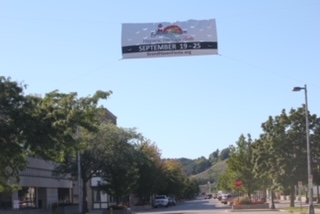 Hispanic Heritage Banner hangs over Washington St. 