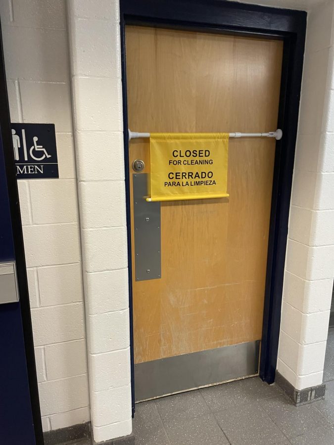 three of the four Bathroom doors have been locked for the majority of the year (Picture by Caden Buller)