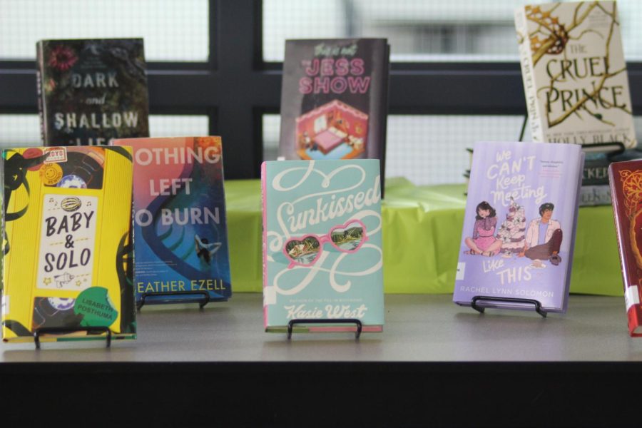Books on display in the library.