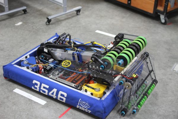 Grand Havens FIRST Robotics competition robot gets prepared for travel to Saginaw. 