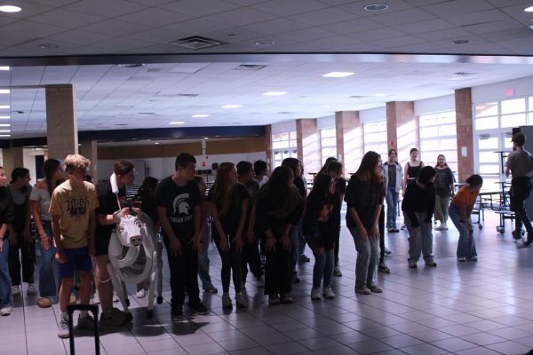 Students rehearsing for the musical in the school cafeteria. The musical will be taking place on Nov 22nd and 23rd.